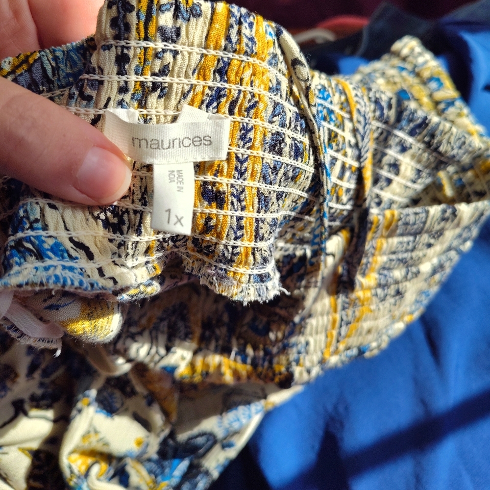 Maurices Blue and Yellow Patterned Top